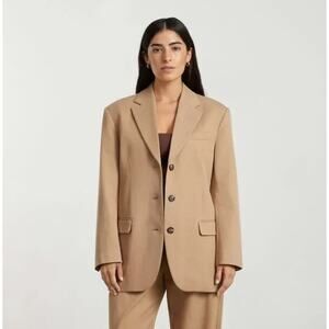 Everlane The 80's Blazer Ash Brown 3 Button Front Long Sleeve Women's 8 NWT
